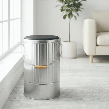 手工製凳子儲物桶 L 銀色