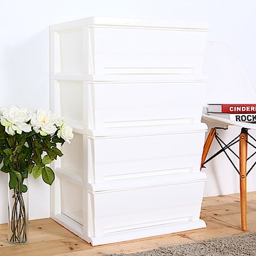 HOUSE好室喵 台灣製 大面寬-夏日超大四層玩具衣物收納櫃