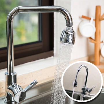 兩段式360度廚房衛浴省水加壓頭 不銹鋼節水蛇管組