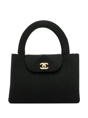 CHANEL Pre-Owned - 1997-1999 CC Turn-lock top-handle bag - women - Silk/Leather - One Size - Black