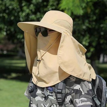 防曬帽子男士夏季遮臉垂釣釣魚遮陽帽戶外登山紫外線太陽帽漁夫帽 帽子 防曬帽 時尚 防曬帽子遮臉防紫外線 遮陽帽大帽簷
