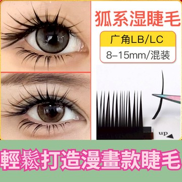 【12排】狐系漫畫溼睫毛LBLC翹山茶花中泰式廣角收尖嫁接睫毛美睫店專用