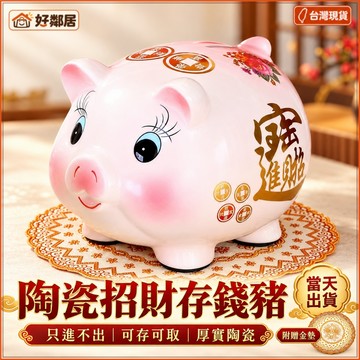 【好鄰居】🔥台灣出貨🔥陶瓷撲滿 白瓷存錢筒 存錢陶瓷豬 豬存錢罐 只進不出 成人少女心兒童儲蓄罐 大容量 彩繪加厚陶瓷