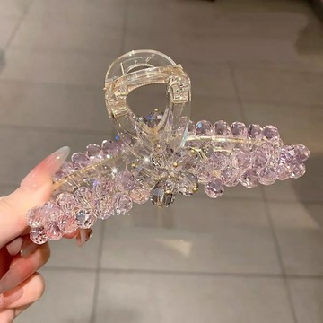 ⭐臺灣出貨⭐韓版大號紫色閃鑽水晶輕奢鯊魚夾後腦勺盤發神器氣質女款炫彩