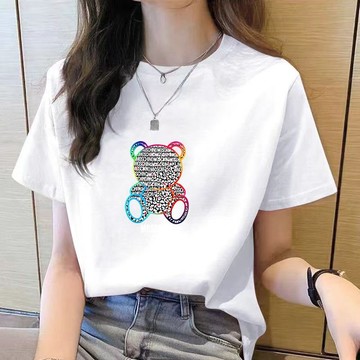 🌷多色可選 100%純棉t恤 潮流暴力熊印花 大尺碼女裝 短袖上衣女 純棉t恤 寬鬆上衣 短袖t恤女 顯瘦遮肉