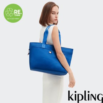 Kipling 緞藍色手提內夾層托特包-COLISSA
