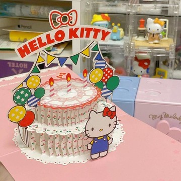 【臺灣-出貨】三麗鷗hellokitty生日禮物授權3D立體生日賀卡祝福卡片玉桂狗六一