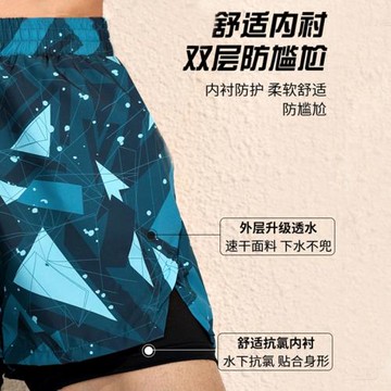 泳褲男士加肥加大2025新款時尚速干潮流印花防尷尬假兩件海邊沙灘