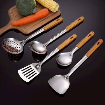 廚具套裝 防燙手柄不銹鋼鍋鏟湯勺漏勺炒菜鏟子廚具套裝廚房不粘鍋家用炒勺 【CM7502】