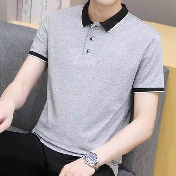 【夏季】男短袖POLO上衣透气舒适凉感網眼夏季男士短袖T恤翻領印花polo衫