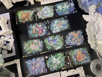 紛紛花隱 復古清麗花卉集 PET 紙膠帶 鐳射銀