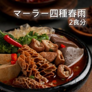 マーラー四種春雨スープ 2食分 麻辣 鴨血 モツ ハチノス 辛い 台湾 即席 袋麺 具付き 手軽 時短 春雨 常温保存 B級グルメ レトルト 台湾