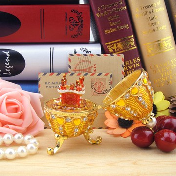 俄羅斯彩錫風格彩蛋擺設 金屬家居裝飾品擺件 蛋中城堡 2款顏色