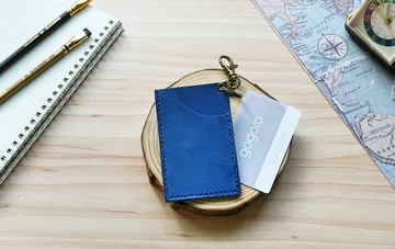 卡套 悠遊卡套  gogoro鑰匙 真皮  海軍藍  免費刻字包裝