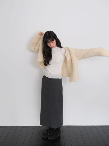 H Line Wool Maxi Skirt [Charcoal]