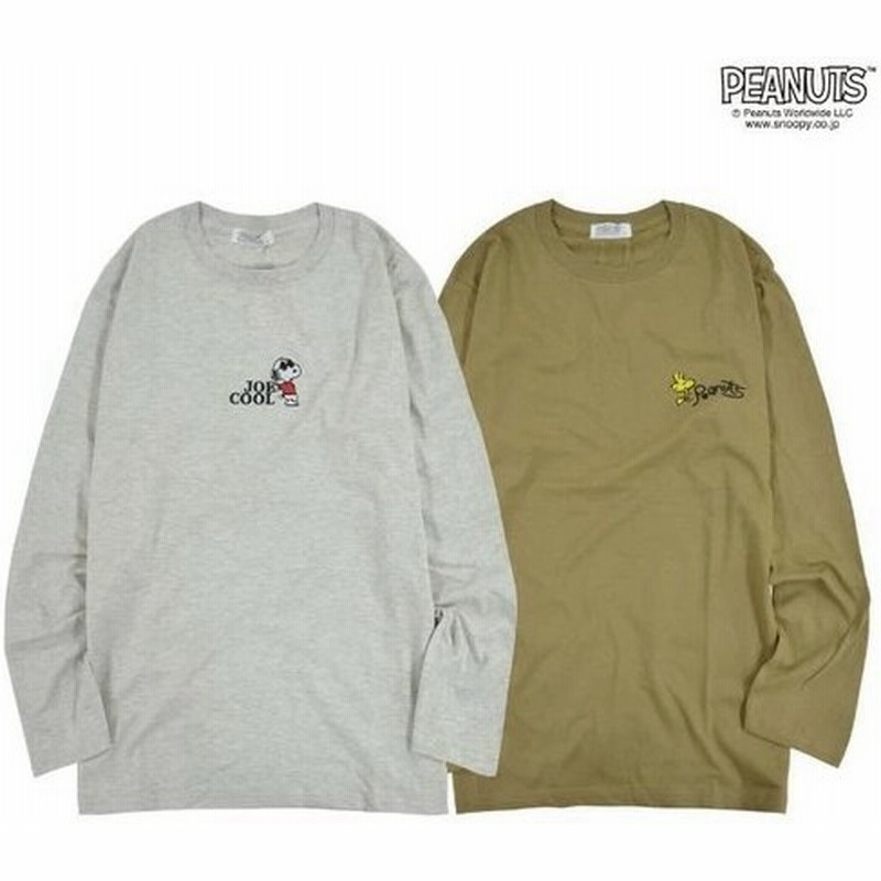 スヌーピー 長袖 Tシャツ ワンポイント 刺繍 Joecool サングラス ウッドストック ブラック ライトネイビー オートミール ホワイト グレー モカ M L Ll 通販 Lineポイント最大0 5 Get Lineショッピング