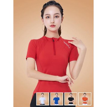 廣場舞服裝運動新款短袖速干衣修身健身操跑步跳舞套裝上衣演出女