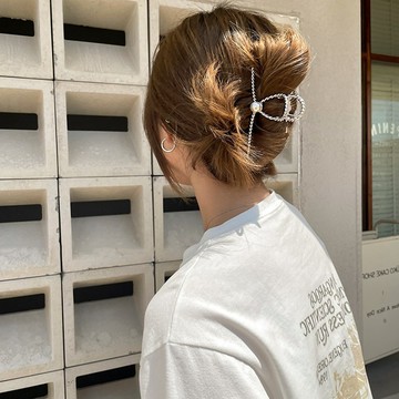 【Miss迷飾】華麗珍珠水鑽金屬扭結抓夾 金屬抓夾 珍珠抓夾 水鑽抓夾 抓夾 鯊魚夾 盤髮夾 髮飾