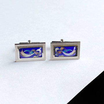 Tiny Ribbon【Sapphire藍寶石】景泰藍袖扣袖扣純銀景泰藍