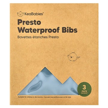 KeaBabies, Presto 防水圍兜，6-36 個月，藍灰色，3 件
