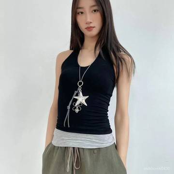 💛限時下殺💛韓係甜酷冷淡風星星花朵項鏈2k辣妹小衆設計感包包掛飾鑰匙扣海星