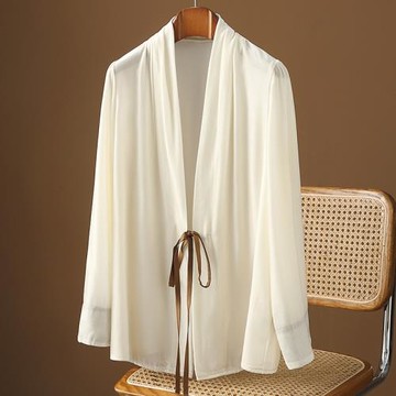 長袖桑蠶絲襯衫 高級感春款2025年新款上衣設計感女小眾真絲上裝