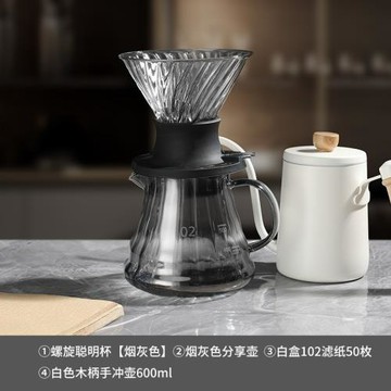 聰明杯咖啡濾杯V60玻璃分享壺過濾杯手沖咖啡壺套裝過濾器四件套