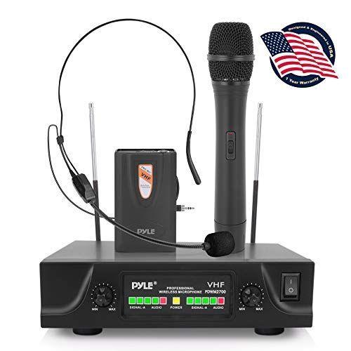 pyle 2-Channel VHF Wireless Microphone System-Battery Operated, One Ha