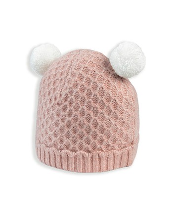 小粉熊-針織套頭帽3-6m