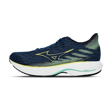 Mizuno Wave Rider 28 男鞋 藍黃色 支撐 波浪片 緩衝 運動鞋 慢跑鞋 J1GC240308