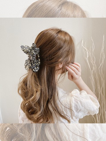 碎花發飾發抓抓夾發夾女生后腦勺早春款珍珠花朵抓夾鯊魚夾