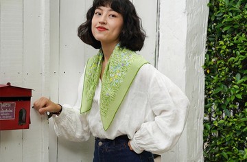 【法式後花園】 百搭清爽草坪/雙縐真絲方巾