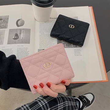 小眾設計菱格錢包女短款簡約薄款多卡位精致高檔折疊多卡位零錢夾