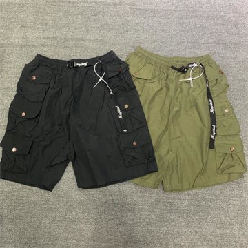 KAPITAL 平田和宏 日系潮流雙色多口袋織帶抽繩松緊INS休閑短褲