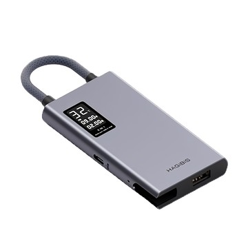 HAGiBiS 海備思 鋁合金五合一數位顯示 Type-C 多功能擴充器 - 主板溫度監控  5V/2A供電狀態  A to C轉接頭  線纜可收納  TSX100  1個