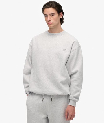 Superdry Men's Oversized Crew Sweatshirt Light Grey Size: S