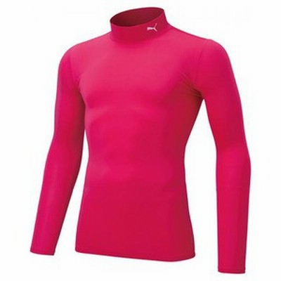 PUMA  コンプレッション ジュニア モックネック LS  150  11(ラズベリー×ホワイト)
