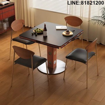 餐桌椅組合 餐桌 餐椅 免運 熱銷 附發票 大理石餐桌 岩板餐桌 實木餐桌 包豪斯中古風實木折疊餐桌可變圓桌新款正方形可伸縮美式圓形 支持訂製