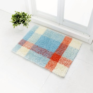 乾度良好銀離子抗菌防臭格紋浴室地墊-45x60cm-多款可選 橘藍