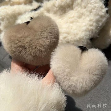 秋冬獺兔毛 愛心抓夾 高級 毛毛可愛毛絨網紅髮夾 小衆設計感髮卡髮飾