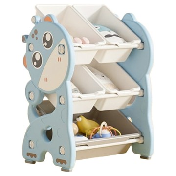 lilikoko 哩哩摳摳 萌鹿鐵桿收納架 組合1  3層  雀羽藍