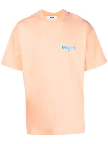 MSGM - logo-print T-shirt - men - Cotton - L - Orange