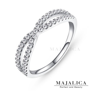 【Majalica】925純銀．戒指．女款．交叉造型．線戒