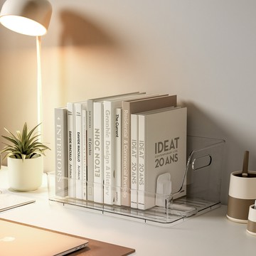 台灣現貨🔥桌面書立架 防傾倒推拉書架 書架 辦公室文檔收納架 書籍立式收納盒 桌面收納書本收納 繪本收納箱 可調節擋板