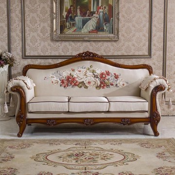 公司貨 超低價 簡約歐式布藝實木沙發可拆洗小戶型客廳田園三人美式123組合沙發 快速發貨