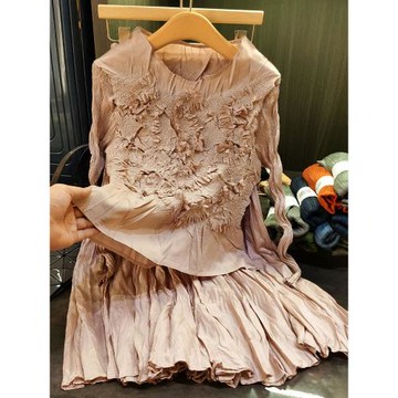 高級感手工堆花褶皺上衣半身裙兩件套氣質時尚套裝女春季新款