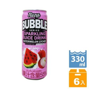 生活泡沫氣泡果汁西瓜荔枝330ml(6入/組)