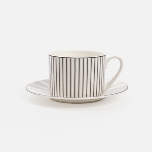 克萊歐骨瓷杯盤組200mL 卡瑞莎黑灰