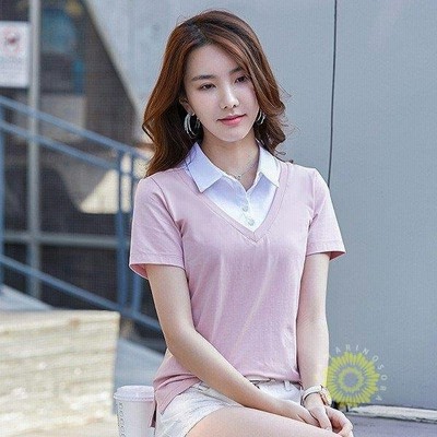 Tシャツ レディース 半袖 夏新作 トップス 立ち襟 ポロシャツ きれいめ 無地 薄手 ゆったり カジュアル 大人 通勤 着痩せ 通販 Lineポイント最大get Lineショッピング