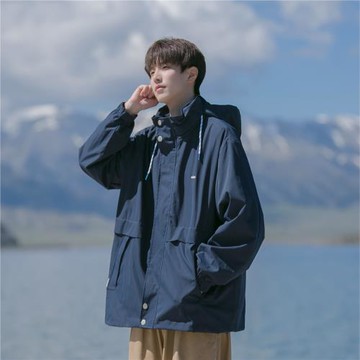 日系cityboy外套男春秋新款機能工裝夾克連帽沖鋒衣休閑寬松上衣